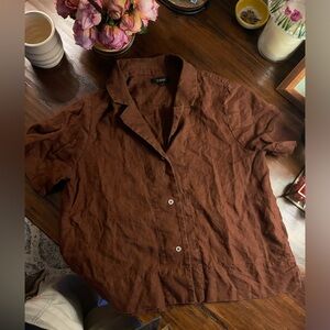 Quince Chestnut Linen Shirt